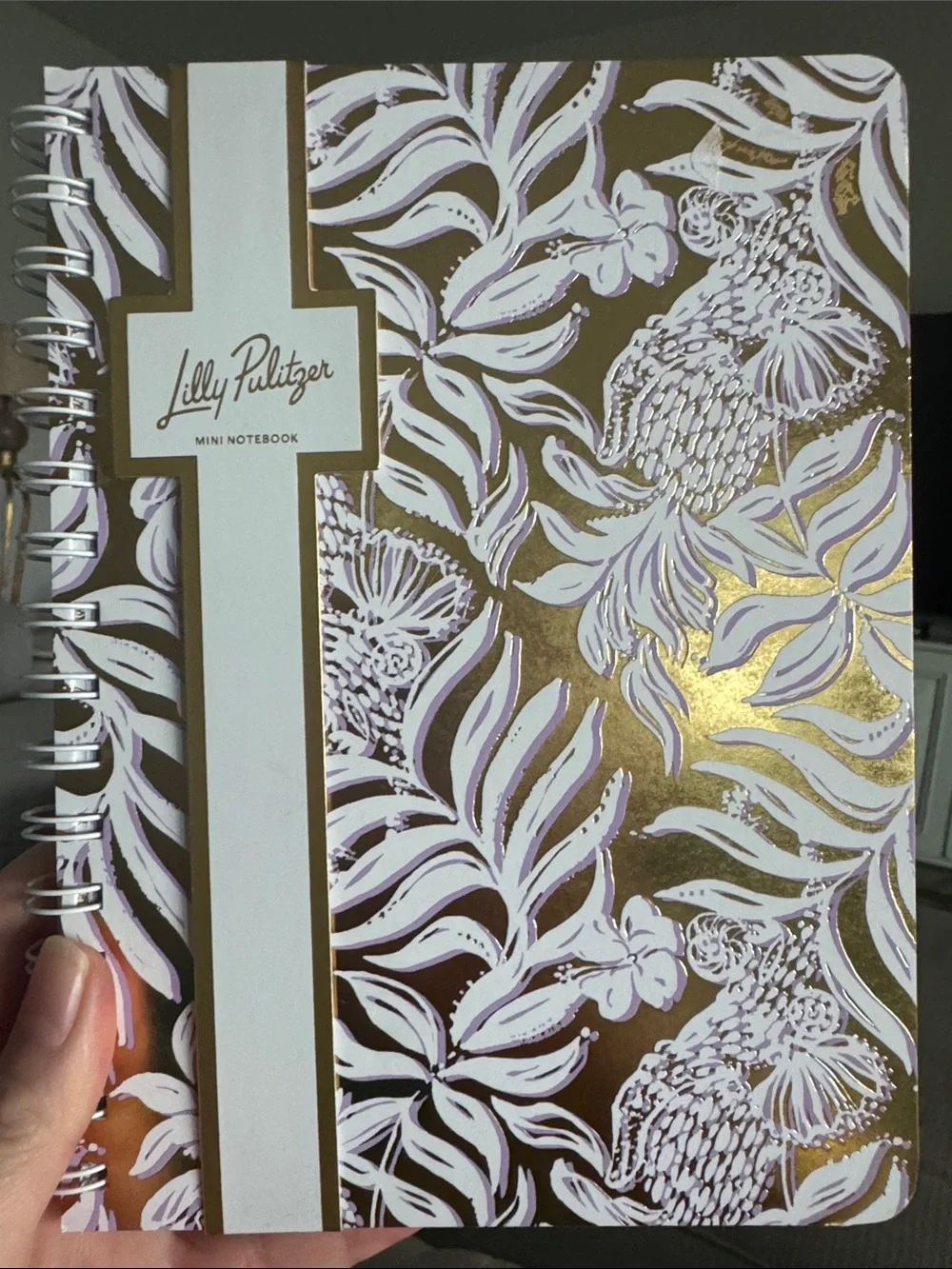 Lilly Pulitzer Gold & White Mini Notebook New